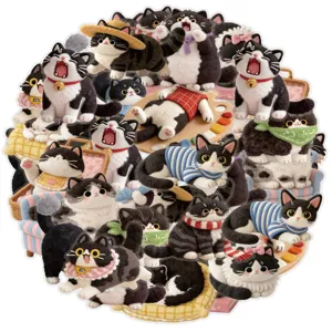 Black and White Dairy Cow Cat PET Stickers Cute Kawaii Animal Waterproof Decorative Sticker for Handbook Phone Case Journal