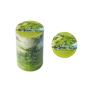 Decorative PET tape and sticker set with pastoral scenery design for DIY journaling and crafting.