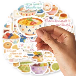Cute watercolor dessert sticker detail, mango pomelo sago bowl design for journaling.