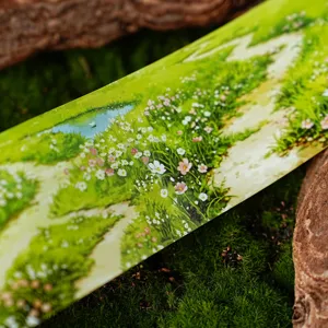Detail shot of field path landscape PET decorative tape for journaling and DIY crafts.