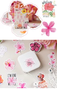 Doos bloem stickers hibiscus bloem dagboek DIY decoratieve afsluitstickers 30 stuks