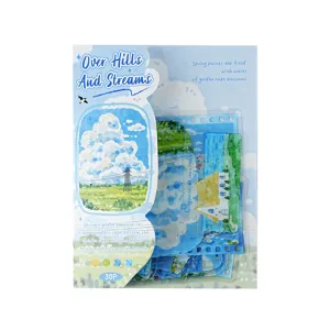30pcs aesthetic oil painting sky cloud landscape DIY journal stickers decorative stationery art