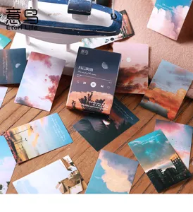 Set scatola adesivi decorativi per diario con bellissimi paesaggi di nuvole e luna per fai da te.