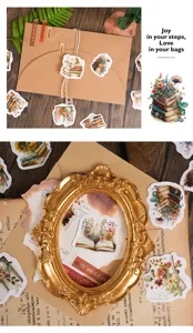 Vintage bloeken boek stickers set, 46 stuks decoratieve stickers voor DIY dagboek en scrapbooking.
