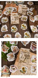 Vintage bloemen boek stickers set, retro botanische dagboek decoratieve schrijfwaren pack.