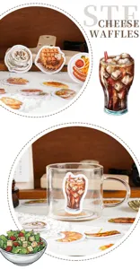 Detail view of western fast food theme decorative journal stickers set for diary styling.