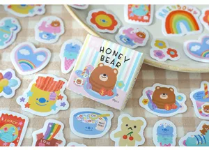 Cute cartoon graffiti sticker pack for journal diary decoration, aesthetic stationery items.