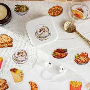 Boxed food stickers set, western fast food aesthetic decorative adhesive decals for journal DIY.