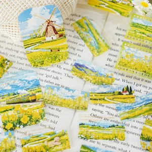 PET διακοσμητικά αυτοκόλλητα τοπίου για journaling και scrapbooking, αδιάβροχα υλικά.