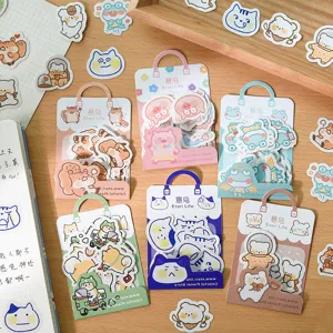 Cute Cartoon Animal Washi Paper Stickers Decorative Planner Journal Scrapbooking Diary Aesthetic Stationery Supplies