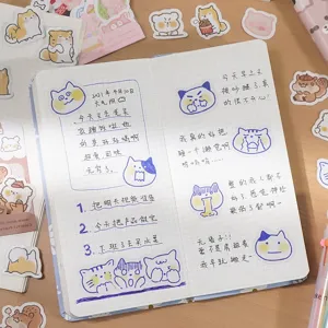 Cute cartoon planner stickers set, aesthetic decorative decals for diary and scrapbooking DIY.