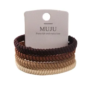 4-pack brown hair ties thick high elasticity elastic hair bands cute hair accessories for women