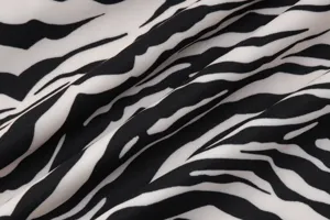 Détail de tissu imprimé zèbre, texture douce, motif animal stylé pour jupe femme.