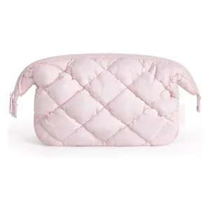 Puffy Quilted Makeup Bag Large Capacity Waterproof Travel Toiletry Bag Cloud Cosmetic Pouch For Women Daily Storage
