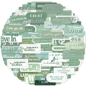 Green Motivational Slogans Retro Label Stickers Aesthetic Decorative Stationery Stickers For Luggage Water Bottle