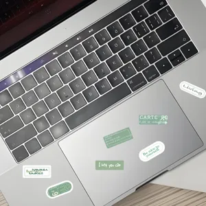 Green motivational quote stickers set for laptop journaling stationery and water bottle decor.
