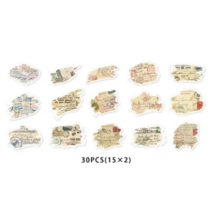 Vintage retro newspaper postal torn stickers for DIY journal and phone decoration 30pcs