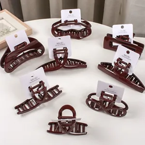 Lot de pinces à cheveux rouges foncées grandes pinces griffes élégantes accessoires
