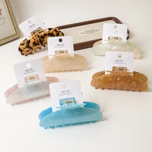 Acetate hair claw clip set with card packaging, stylish half-round hair clips for women daily styling.