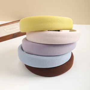 Thickened sponge headband Korean style solid color fabric hair hoop for women daily wear