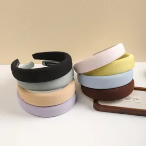 Korean style thick sponge headband solid color fabric hair hoop elegant makeup hair accessories