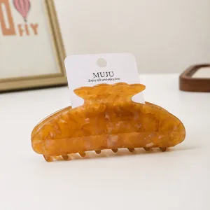 Brown acetate hair claw large shark clip with card packaging for women and girls daily use