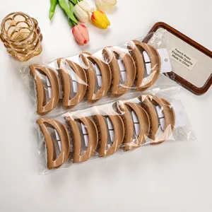 Pinze per capelli in silicone marrone, mollette eleganti a forma di luna per acconciature.