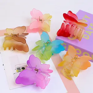 Sweet Double Layer Butterfly Hair Claw Matte Gradient Hair Clip Cute Shark Clip Hair Accessories For Women Girls