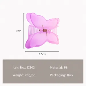 Sweet double layer butterfly hair claw clip, frosted gradient design, elegant hair accessory.