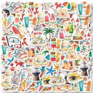 Waterproof Ocean Beach Graffiti Stickers Aesthetic Vinyl Decals For Water Bottles Laptop Guitar Luggage
