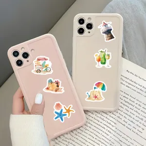 Waterproof summer beach graffiti stickers for DIY phone case and laptop decoration sets.