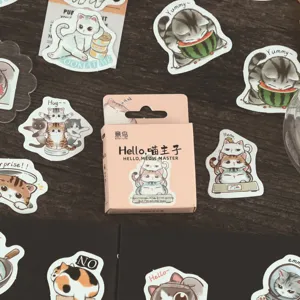 Cute Cartoon Cat Stickers Box Set Kawaii Animal Decals Aesthetic Stationery Supplies For Scrapbook Journal