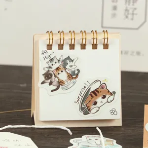 Cute cat stickers boxed set, adorable cartoon kitten decals for journaling, scrapbooking, and crafts.