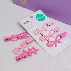 Joli set de pinces à cheveux en métal rose pour femmes, accessoires de coiffure tendance.