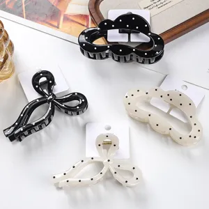 Women Fashion Polka Dot Ribbon Cloud Hair Claw Clip Resin Enamel Shark Clip Hair Accessories Daily Styling Hair Pin