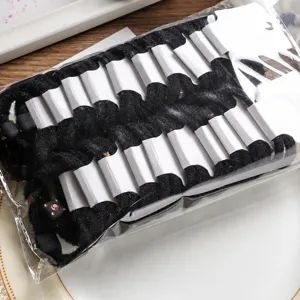 Black plush hair ties set with white card packaging, high elasticity scrunchies for women.