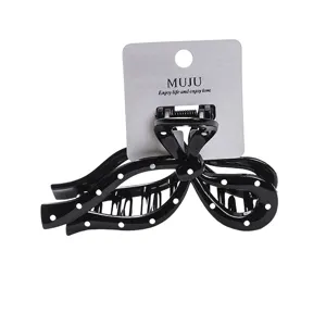 Black Polka Dot Hair Claw Clip Elegant Resin Shark Clip for Women Daily Hair Styling Accessories