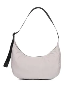 Detailed view of lightweight nylon crescent hobo shoulder bag with adjustable strap.