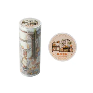 Chinese vintage autumn washi tape roll for DIY journaling, scrapbooking, and planner decoration.