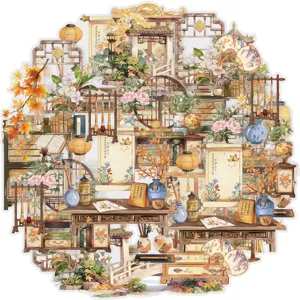 Chinese Style Autumn Theme PET Transparent Tape DIY Journaling Decorative Base Material Collage Tape Office Stationery