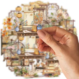 Chinese style autumn transparent tape DIY journal decorative collage sticker material