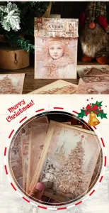 Vintage Christmas material paper set, retro journal DIY decorative stickers 20 sheets pack.