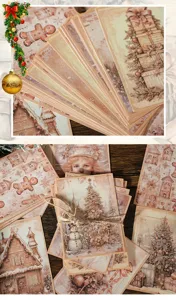 Vintage Christmas material paper pack for DIY scrapbooking and journal decoration aesthetic.