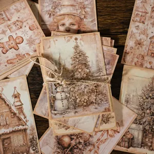Retro Christmas material paper set, vintage aesthetic junk journal stickers, 20 sheets pack.