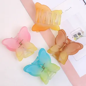 Sweet double layer butterfly hair claw clip frosted gradient design for elegant women.