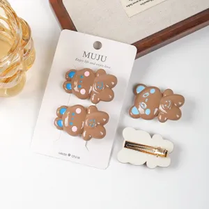 Adorables pinces à cheveux ours marron lot de 2 pinces bec de canard accessoires kawaii