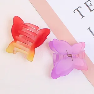 Sweet double layer butterfly hair claw, frosted gradient shark clip for women half up hair style.