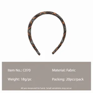 Detailed view of the retro plaid fabric headband, stylish and elegant hair accessory for women.
