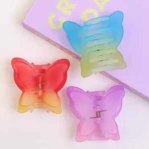 Sweet double layer butterfly hair claw clip frosted gradient hair catch for women styling accessories