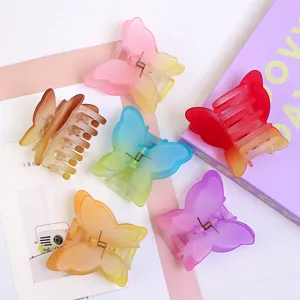 Sweet gradient frosted double layer butterfly hair claws set, stylish hair accessories for women.